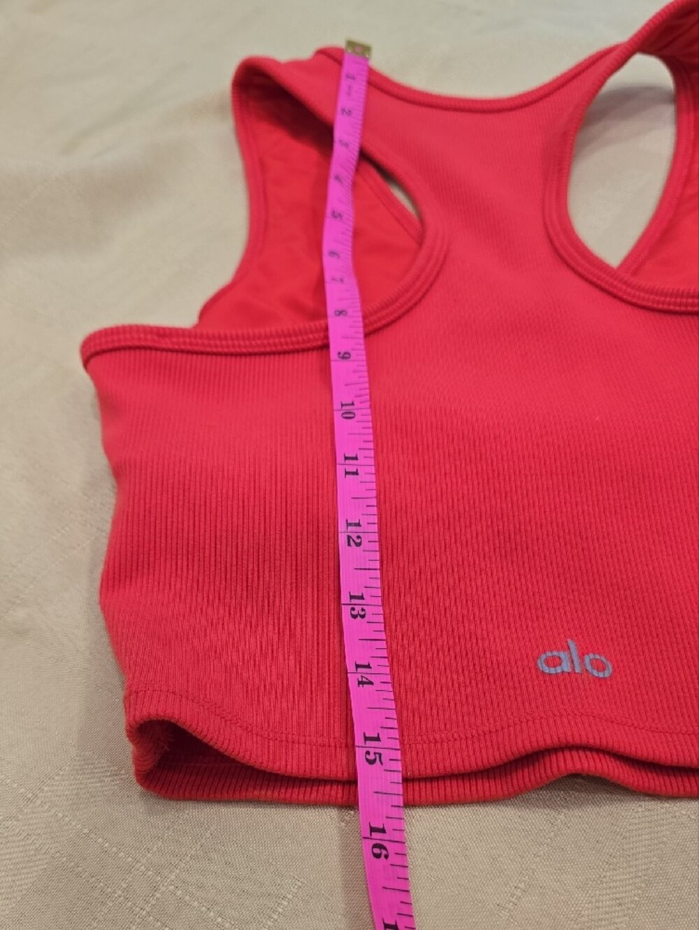 ALO Yoga Goddess Ribbed Cropped Racerback Tank - Red - Picture 9 of 9